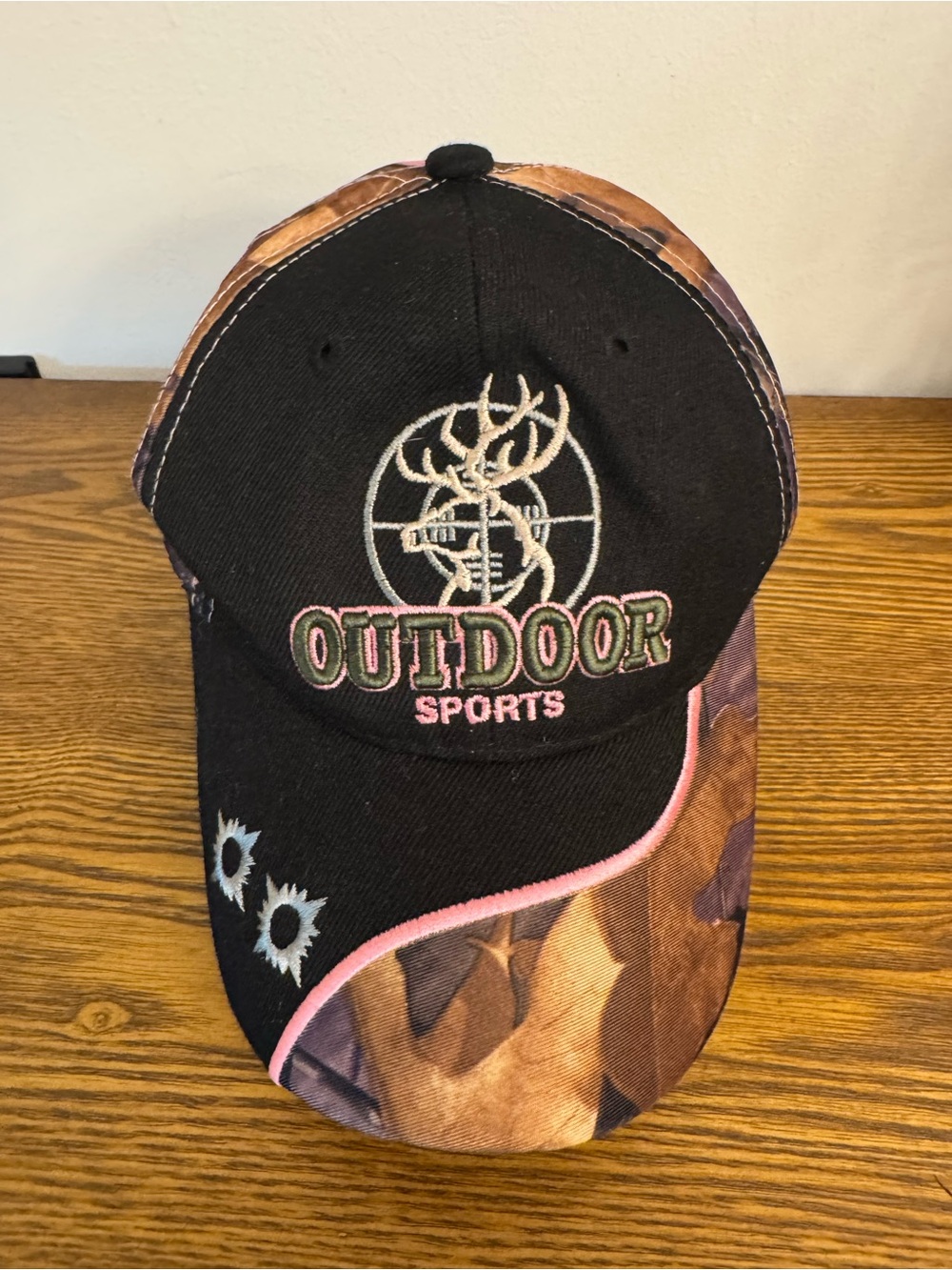 Outdoor Sports Embroidered Camo Hunting Hat Cap Buck Crosshairs Pink Trim